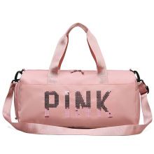 Fashion Style PINK Sequin Gym Travel Sport Outdoor Duffle Tote Handle Bag With Shoe Compartment